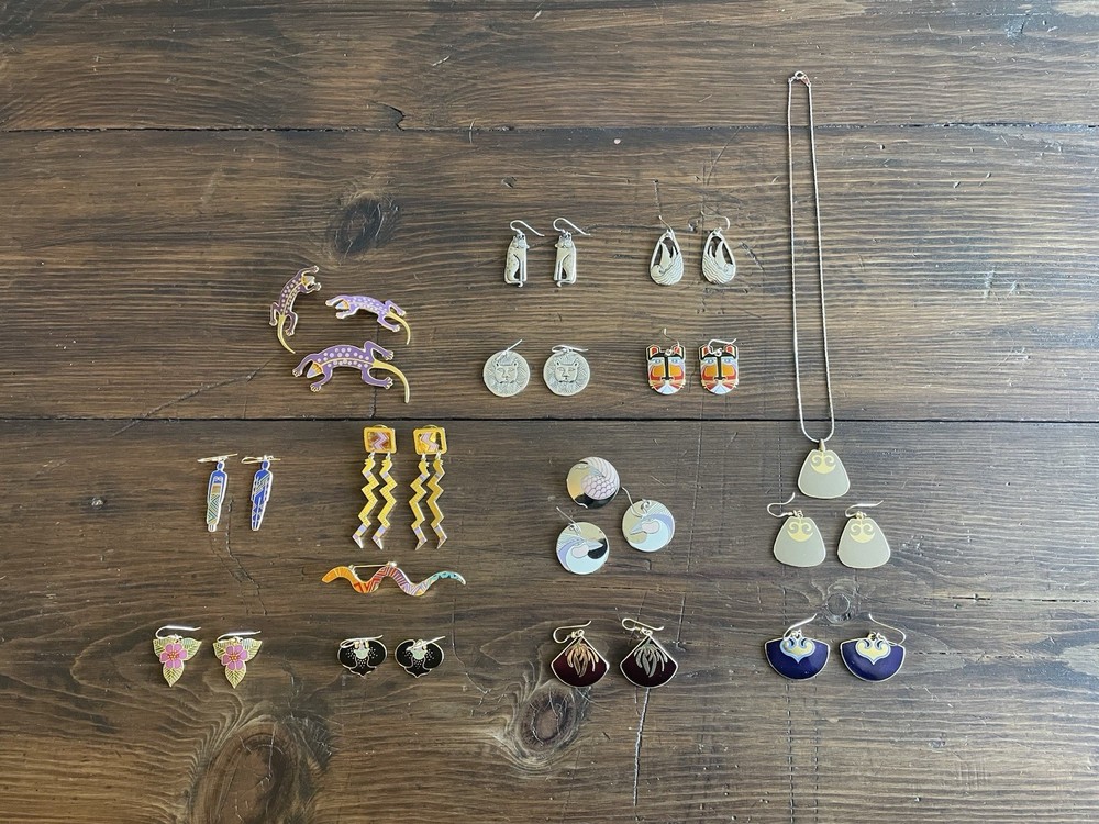 Vintage Laurel Burch Jewelry Lot Earrings Brooch Pin Pendant 1990s 1980s