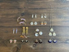 Vintage Laurel Burch Jewelry Lot Earrings Brooch Pin Pendant 1990s 1980s