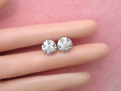 ANTIQUE 1.35ctw MINE DIAMOND PLATINUM BALLERINA SETTING 10 mm STUD EARRINGS 1930