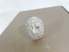 RARE VINTAGE NAPIER CRYSTAL RHINESTONE HUGE DOMED ADJUSTABLE COCKTAIL RING