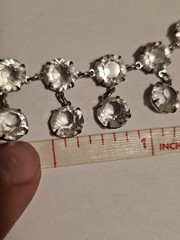Very Ornate .925 Antique In Orig Box Bezel-style Glass Stone 15in Choker #S59/10