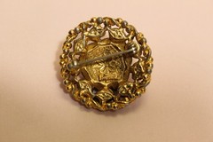 Vintage Barclay Faux Pearl Cluster Gold Tone Filigree Brooch Pin Signed 1940s–50