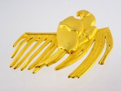 Vintage Givenchy Paris Large Goldtone Metal Bird Pin Macaw Parrot Brooch 3.25 In