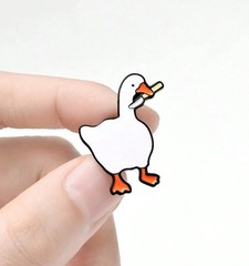 Funny Cartoon Duck With Knife Metal Brooch Pin Backpack Purses Clothing Lapel