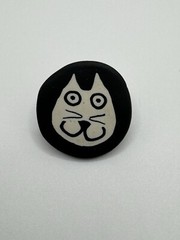 POLYMER CLAY HAPPY CAT FACE BROOCH VINTAGE