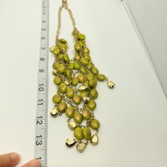 Necklace Vintage Gold Tone Lime Green Bead Bib Statement Bold Chunky Retro Y2K