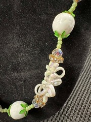 RARE Vintage VENDOME Milk Glass Resin Ribbons W/AB finish and AB Crystals