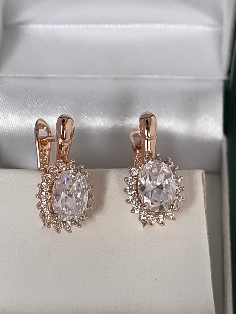 Vintage 1990-s 14 Ct Rolled Gold Zircons Earrings-Hallmarked 585 RG
