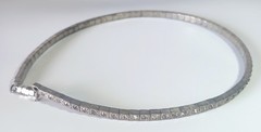 Vtg (Antique?) Silver-tone Clear Rhinestone Rigid Tennis-style Necklace 16″