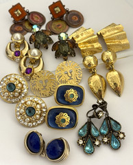 Vintage Jewelry Lot Signed Earrings Panetta Trifari Blanca Anne Klein GAS Bijoux