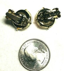 Vintage Stunning Iridescent Peacock Blue Large Rivoli Earrings