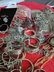 Estate Collection Silver Tone Jewelry Lot Rings Earrings mixed lot #10a (60 pcs)