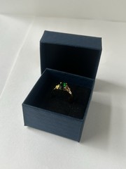 Vintage Green Cubic Zirconia Ring Gold Plated Womens Size 7.5