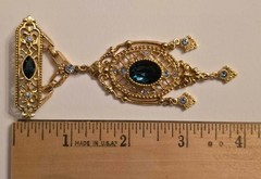 British Royal Style Costume Jewelry BROOCHES Faux Blue Topaz Stones – Set of TWO