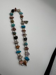 Vintage Southwestern Style Multi-Stone Chip Link Necklace and Bracelet Set