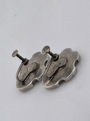 VINTAGE MEXICO PGG INLAY STERLING SILVER EARRINGS 925 SCREW BACK 1950’S ERA NICE