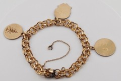 1969 Elco Charm Bracelet Gold Filled Mid Century Modern 3 Charms Christmas Tree