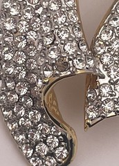 Sparkly Rhinestone Bow Gold Tone Brooch Pin