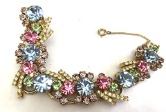Vintage JULIANA 5 Link Pastel Rhinestone Bracelet