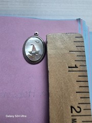 Vintage Handmade Beautiful Silver Mother Of Pearl Sailboat Ocean Pendant
