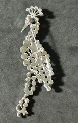 Vintage Pink Rhinestone Peacock Brooch/ Pin 3.75 Inches Silver Tone EUC