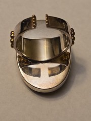 Horse ring figurative face band tiger eye size 7 sterling silver women