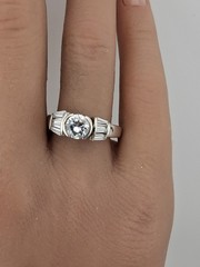 Vintage Sterling Silver Ring Round and Tapered Baguette CZ Stones Size 8.25