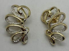 Vintage Climber Earrings Emmons in Gold and Silver Tone Clip On Signed