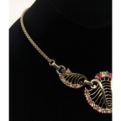 Vintage LUSTERN Louis Stern Art Deco Gold Tone Filigree Choker Necklace 15in