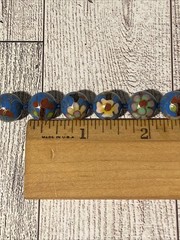 Vintage Cloisonne Bead Necklace Chinese Export Blue Pink Red Flower Beaded 25”