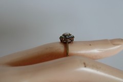 Vtg 10K Yellow Gold & Fire Opal Floral Cluster Ladies Estate Ring, 2.25g -S: 5.5