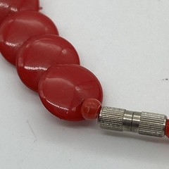 Retro Necklace Plastic Red Disc Bead Necklace Vintage Rockabilly 39cm