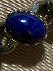 Pot Metal MCM Chain Bracelet Semi- Precious Gems Pronged Cabochon Set