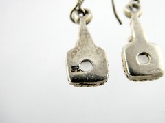 Sterling Silver Square Cut Quartz Dangling Earrings 925 4.4g 1.25 Inches Length