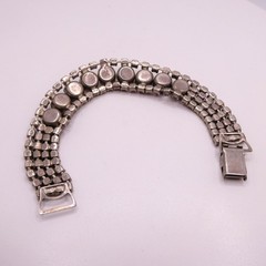 Vintage Pink Givre Rinestone Wide 4 Row 6.5″ Womens Statement Bracelet