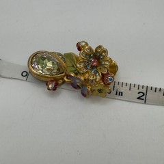 Vintage Jay Strongwater Flower Basket Dangle Rhinestone Statement Pin USA