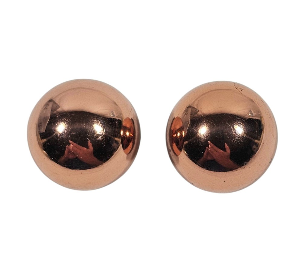 VTG MCM Copper Dome Clip On Earrings Large Round