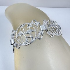 Vintage Two GERMANY Silver Tone Lightweight Bracelets Flamingo & Chain Link