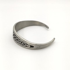 Vintage Silver Tone Celtic Triskle & Knots Cuff Bracelet 6” 22.9g #26