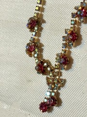 VINTAGE Eternity Rhinestone choker AB and Pink AB with AB clusters 15.5 inches