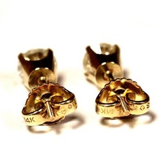 14k yellow gold 1.00ct I2 I round diamond stud earrings 1.5g screw backs estate