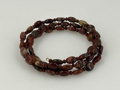 Natural Stone Beaded Coil Bracelet Red Brown Jasper Adjustable