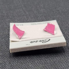Vintage Cara Burgundy Wine Enamel Pierced Earrings New Old Stock NOS Prop 1″
