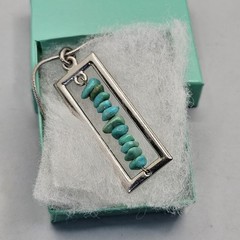 Vintage Cookie Lee Pendant Necklace Faux Turquoise Southwestern Silver Tone