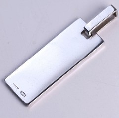 GUCCI Necklace Pendant Top Sterling Silver 925 Bar Logo 40mm Italy