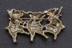 Brushed Gold Tone Brooch Pin Pigs Dancing Vintage MCM Piglets Ballerina