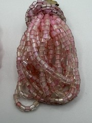 PINK GLASS BEADED TASSEL DANGLE DROP EARRINGS WOMENS CLIP-ON STATEMENT