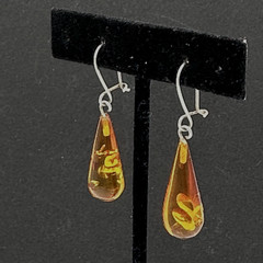 BALTIC AMBER teardrop earrings – sterling silver lever-back cognac dangle drop