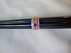 VINTAGE PINK TOPAZ AMETHYST LAVENDER TOPAZ CITRINE WHITE TOPAZ SILVER 925 RING