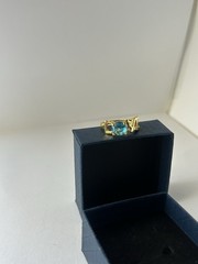Vintage Blue Cubic Zirconia Ring Gold Plated Womens Size 8.5